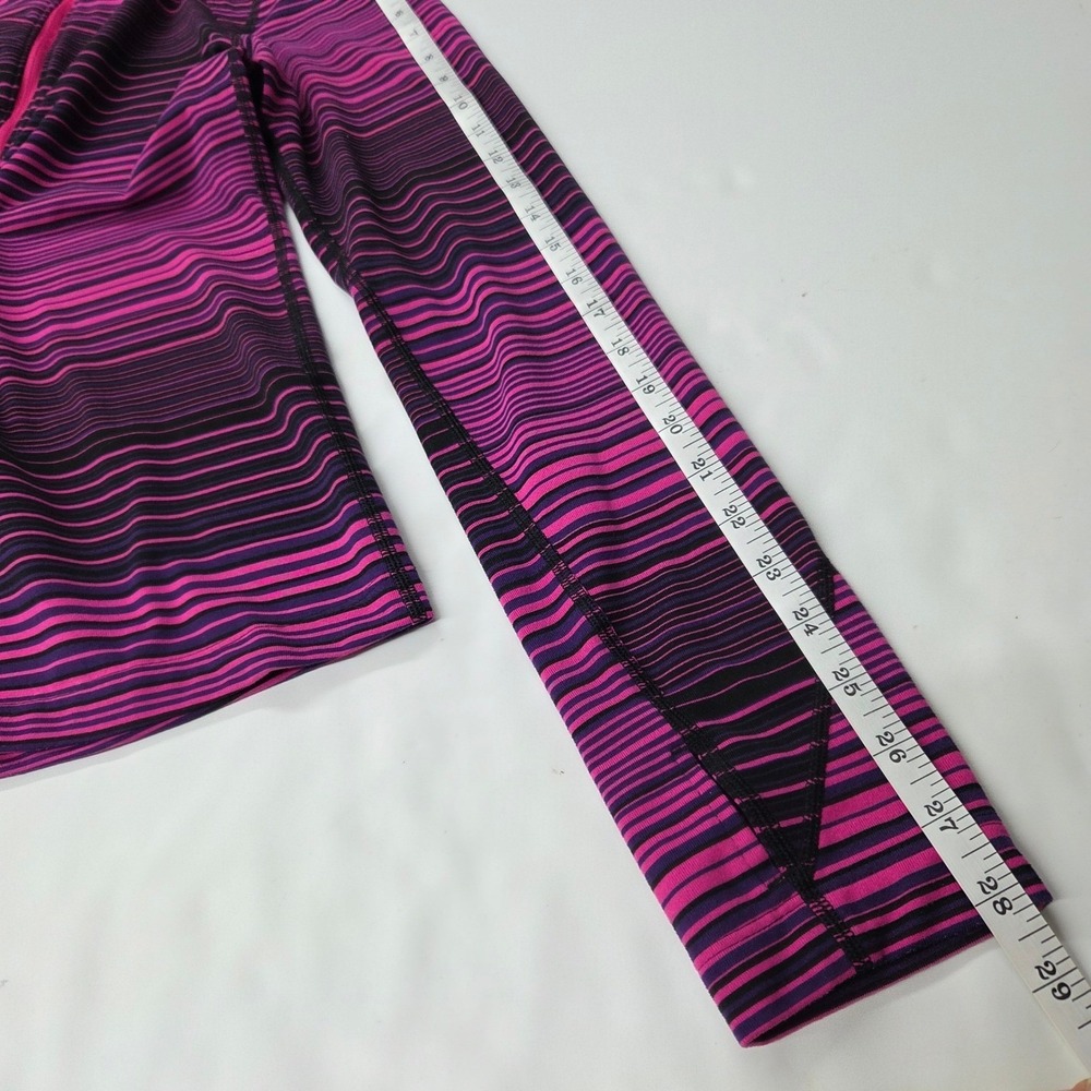 Asics Quarter Zip Pullover Women Large Pink Purple Striped Reflective Thumbholes - Picture 4 of 10